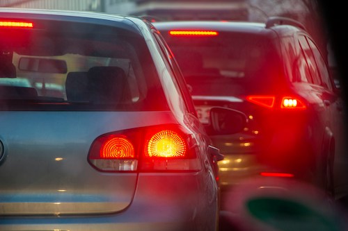 Car brake lights in traffic