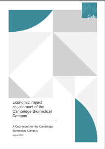 CEBR Report cover economic impact assessment for Cambridge Biomedical Campus