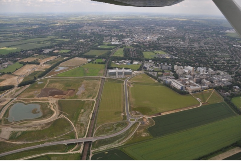 Aerial of Cambridge Biomedical Campus circa 2013