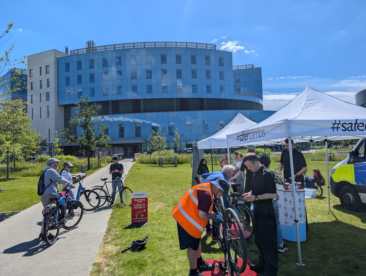 Police bike marking on the Cambridge Biomedical Campus